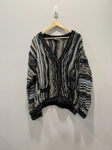 Vintage 90s Coogi 3D Knit Cardigan Sweater Mens XL Hip Hop Made in Australia - Picture 1 of 15