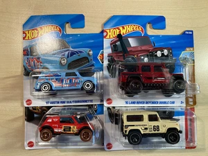Hot wheels bundle x 4 2025 models Land Rover Defenders and Minis new on cards - Picture 1 of 15