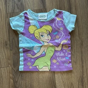 Vintage Disney Fairies Tinkerbell Kids Pajama Top Make It Shine Purple Blue 4T - Picture 1 of 5