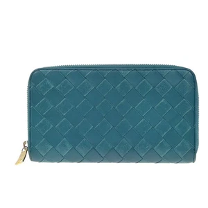 BOTTEGA VENETA Intrecciato Zipper Around Long Wallet Leather Green GHW 63KB227 - Picture 1 of 14