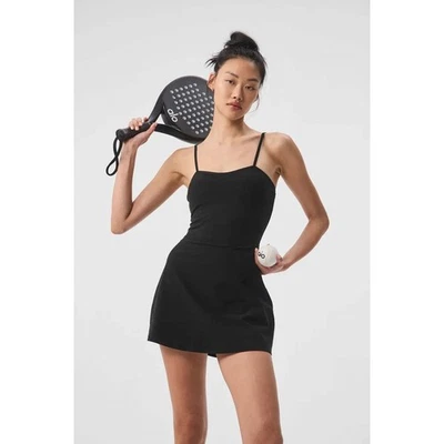 Alo Yoga Alosoft Courtside Tennis Dress Black Small - Image 1 of 4