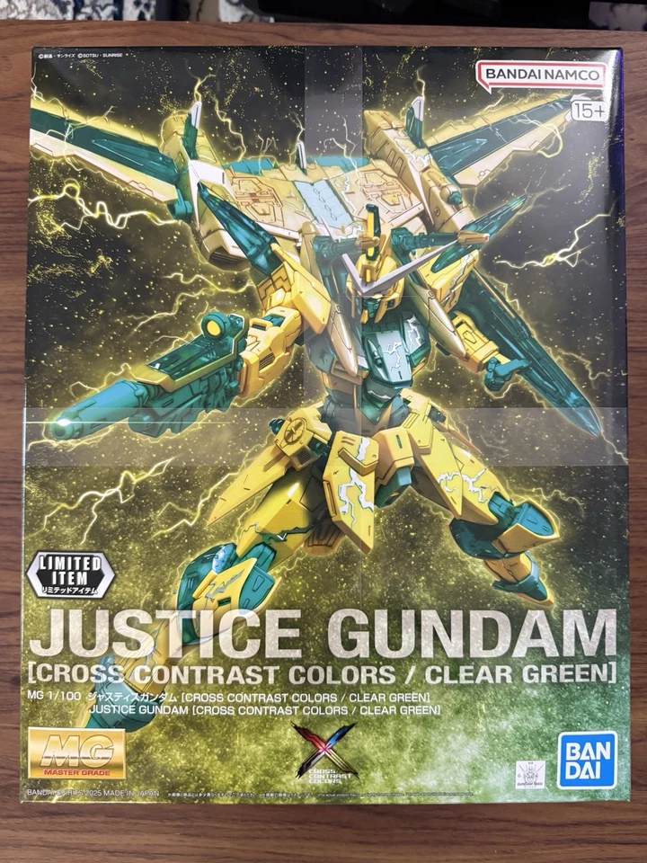 PB MG 1/100 JUSTICE GUNDAM CROSS CONTRAST COLORS / CLEAR GREEN US Seller New - Image 1 of 1