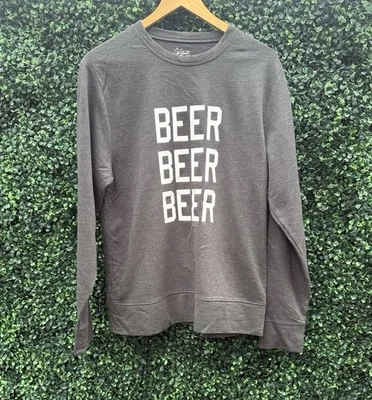 City Streets 男式长袖图案衬衫“啤酒啤酒啤酒”尺寸 S — 第 1/2 张图片