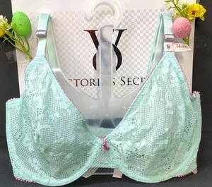 Victoria's Secret Tease Lace Unlined Demi Bra 34DDD Waterfall &New Peony (81131) - Picture 1 of 9