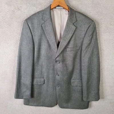 Jaqueta Stafford Masculina 44R Cinza Herringbone Tweed Blazer Lã 3 Botões Terno Casaco - Imagem 1 de 4