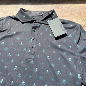 Polo golf nera G/Fore Skulls & Tees nuova maglia elasticizzata uomo taglia small - Foto 1 di 7