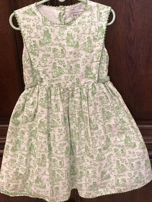 POLLY & FRIENDS Green Toile Print Girls Dress Size 5 - Image 1 of 4