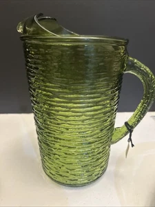 Jarra de vidrio verde vintage Anchor Hocking, corteza de vidrio arrugado Soreno - Imagen 1 de 5