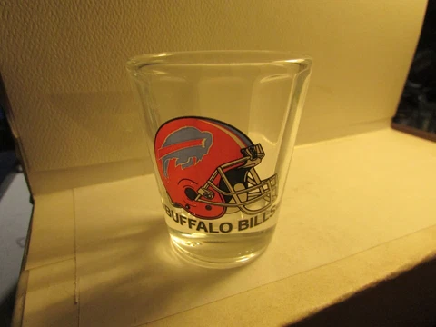 Vintage NFL Buffalo Bills-Standard Shot Glass Red Helmet logo-beveled inside new Cover