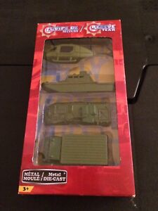 Rescue Team Metal Die-Cast Green Military Helicopter Boat Tank Truck Toy Set