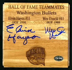 Elvin Hayes Wes Unseld SIGNED 6x6 Floorboard Washington Bullets PSA AUTOGRAPHED - Picture 1 of 1