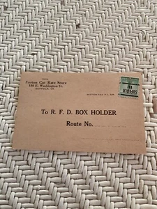 Vintage Burton Cut Rate Store Suffolk VA Postcard Advertising WW2 Stamp - Imagen 1 de 2