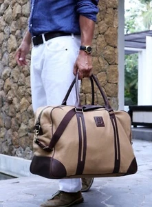 SAARI Canvas Leather Madras military Duffle Bag large New Design weekender - Picture 1 of 9