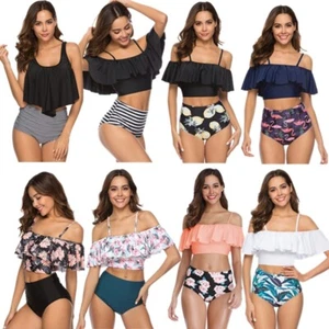 Traje de baño Tankini para mujer Prendas para el torso con volantes y pantalones cortos Traje de baño de dos piezas Traje de baño - Imagen 1 de 86