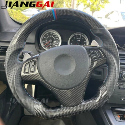 Volante de cuero perforado de fibra de carbono para BMW E90 E91 E92 E93 M3 DCT Foto 1 de 4