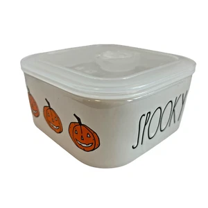 Rae Dunn “SPOOKY” Halloween CERAMIC Food Storage Container W/ Lid Bone White - Picture 1 of 7