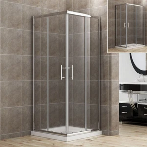 Corner Entry Shower Enclosure and Tray Walk In 6mm Cubicle Glass Screen Sliding - Picture 1 of 14