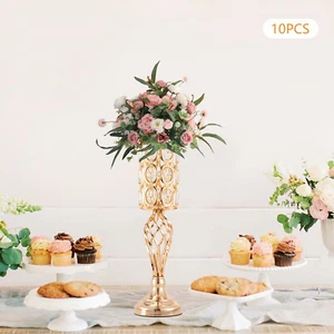 10Pcs Metal Wedding Table Centerpieces Crystal Flower Vase Stand Party Decor - Picture 1 of 14