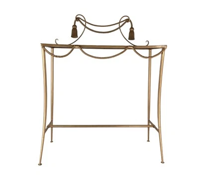 Rope and Tassel Gilt and Glass Console Table Gold with Mirror Top ~30 x 13 x 28" - Image 1 of 4