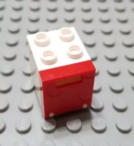 LEGO White 2x2x2 Container Piece with Red Door - Picture 1 of 1