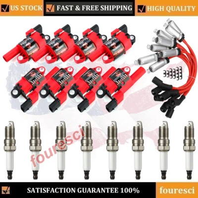 8X Round Ignition Coil +Spark Plug+ Wire For GMC Chevy Silverado 1500 Tahoe 5.3L - Image 1 of 4