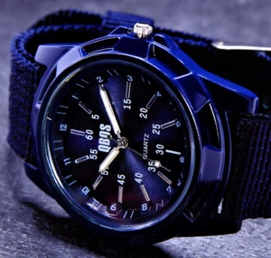 QBOS Damen Textil Armband Frauen Uhr Blau - Bild 1 von 3