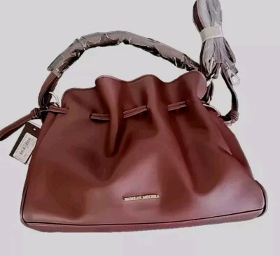 Badgley Mischka Wine Vegan LTHR Bucket  Drawstring Crbdy Bag NEW WITH TAGS Large - Image 1 of 4