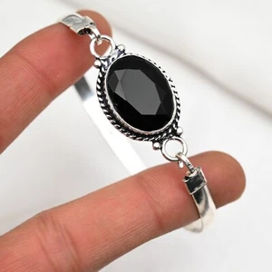 Fascinating Black Spinel Bracelet Gemstone Handmade 925 Sterling Silver Jewelry - Picture 1 of 4