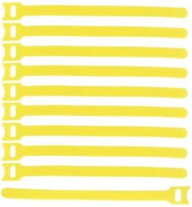 10x Kabelklettband 20 cm x 25 mm gelb Klettband Klett Kabel Binder Band Strap VT - Picture 1 of 6