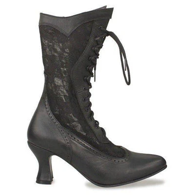 Botas victorianas occidentales de cuero negro y encaje Vesper roble árbol talla 6 y 6,5 Foto 1 de 4