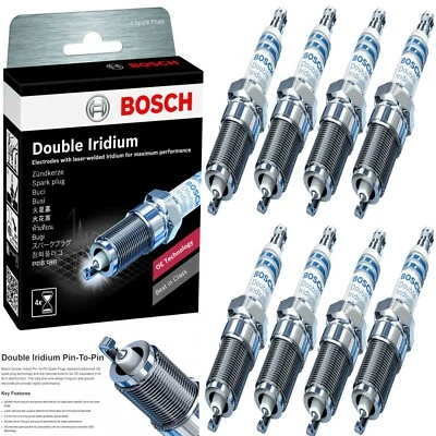 8 Spark Plugs Bosch Double Iridiums For 1999 CHEVROLET K2500 SUBURBAN V8-7.4L - Image 1 of 4