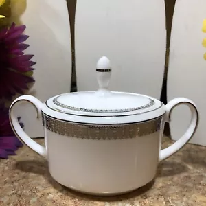 NEW Elegant Wedgwood Vera Wang, Platinum Vera Lace Covered Sugar Box - Picture 1 of 7
