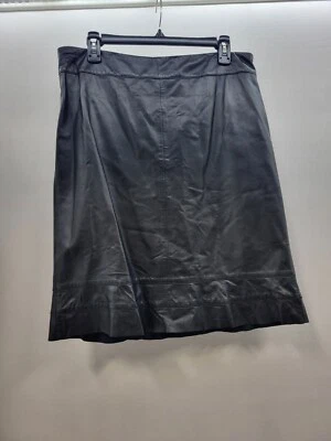 Falda Worth Mujer Negra 100% Cuero Talla 12 Forrada Suave Recta 3897 Motociclista Foto 1 de 4