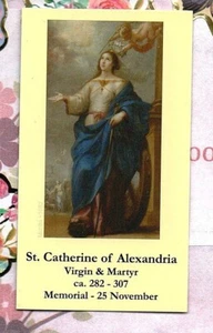 St. Catherine of Alexandria - prayer (2" x 3 1/2") Heavy Paperstock Holy Card - Picture 1 of 2