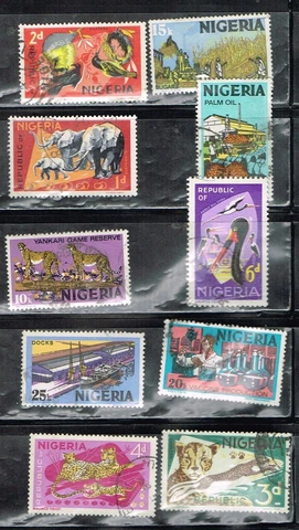 10 Assorted  Canceled Postage sTamps from Nigeria (13-139) Cover