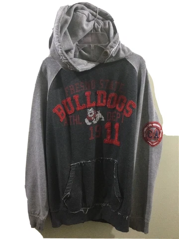 Fresno State LARGE Fourth & One Hoodie Stitched Letters VICTOR E BULLDOG TIMEOUT Cover