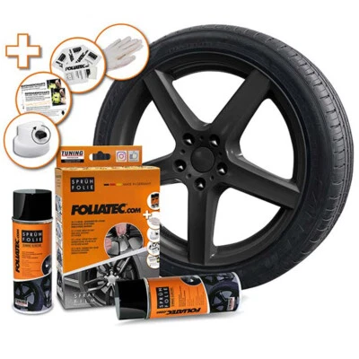 Foliatec Sprühfolie schwarz glänzend 2x 400ml Sprühfolien-Set inkl. Zubehör - Bild 1 von 4