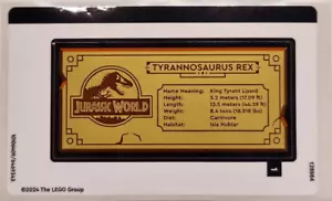 LEGO FOGLIO ADESIVO SOLO DINOSAURO FOSSILE T-REX TESCHIO 76964 nuovo originale 76469stk01 - Foto 1 di 2