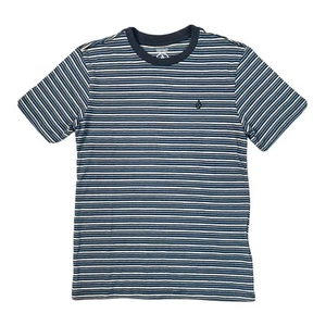 Volcom - Boys SS Crew Neck Modern Fit Striped Logo Shirt - Blue - Size Small - Picture 1 of 7