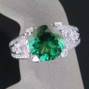 Anello 1,55 ct 100% smeraldo verde naturale certificato IGI diamante in oro bianco 14 kt - Foto 1 di 1