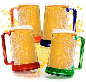 Jarras de cerveza con congelador de gel de 16 oz, jarras de cerveza de doble par - Foto 1 di 12