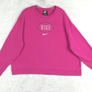 Nike Womens Sweatshirt Embroidered Swoosh Pink Crew Neck Pullover Plus 3X - Picture 1 of 12
