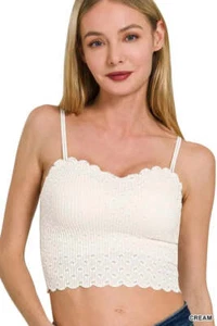 Zenana Seamless Lace Bralette with Bra Pads - Picture 1 of 8