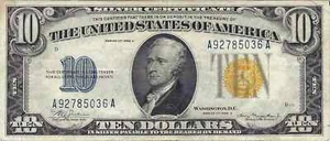 1934-A $10 Sm Size Silver Certificate, Emergency Issue WW2 North Africa, Circ - Picture 1 of 2
