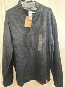 Weatherproof Vintage Mens 1/4-Button Fisherman Rib Pullover Sweater Gray L - Picture 1 of 5