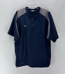 Nike Storm Fit Mens L Blue Short Sleeve 1/4 Zip Pullover Jacket Toggle Waist - Picture 1 of 12