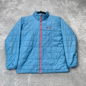 Patagonia Jacket Boys Large 12 Blue Nano Puff Coat Insulated Mock Neck Full Zip - Picture 1 of 10