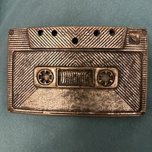 Cassette Tape Belt Buckle Music Car Stereo Rock Roll Retro Vintage Italy Zinc - Picture 1 of 9