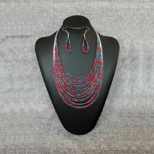 Necklace Earrings Multicolored Contrast Style Layered Drop Accessory Ethnic - Imagen 1 de 6