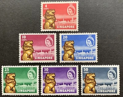 1959 State Of Singapore, Complete Set Of 6, MNH, Scott #2509-10. - Image 1 of 4